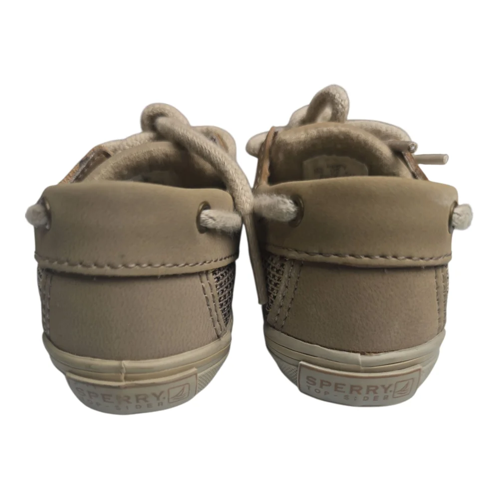 Sperry Top Sider Girls 2 M Toddler Intrepid Crib Oat Linen Lace Up Boat Shoes